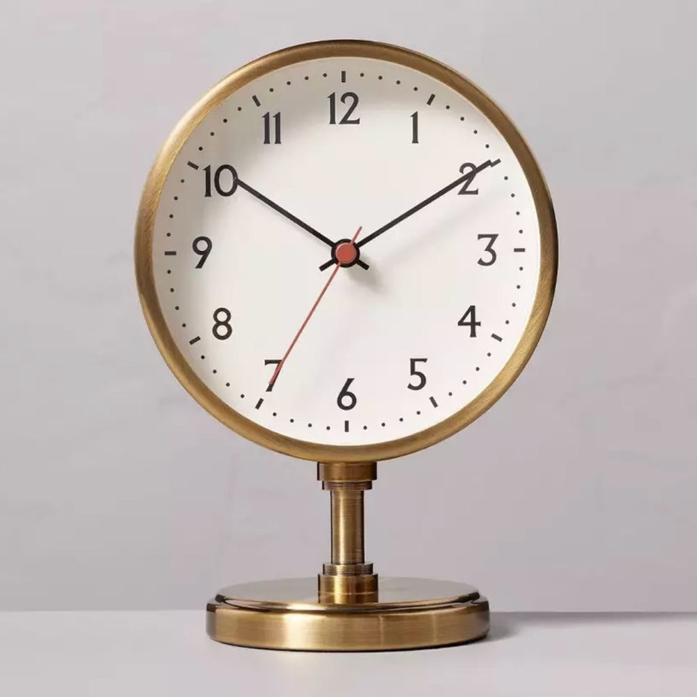 Brass Pedestal Table Clock Antique Finish - Hearth & Hand™ with Magnolia